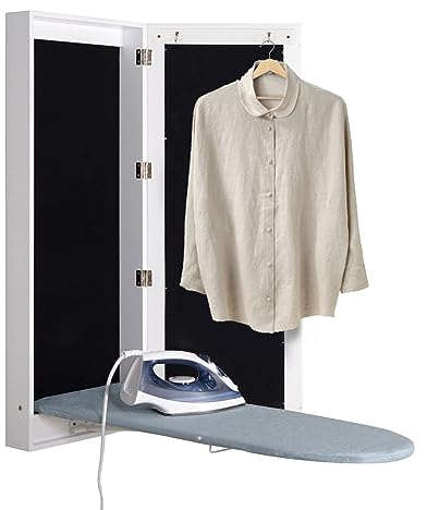 LuusMm Wandmontierte Bügelbrettschrank, Wandmontierte Bügelbrettschrank Mit Spiegel/Lagerraum, Faltbarer Bügelentisch Für Zuhause, Wohnung Und Kleine Räume