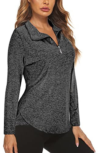 Gemulate Ladies Polo Shirts, Workout Top Women Exercise Activewear Sports Fitness Hiking Tops Womens Sun Protection Polo Shirts UPF 50+ 1-Black Small