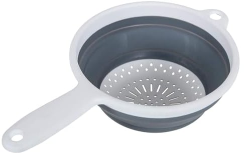 LIDOUK Scolapasta pieghevole con manico, bianco e blu