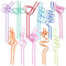 Neikafan 22 Pièces Pailles en Forme Bouclée, Réutilisable Paille Spirale Enfant pour la Fête, Bars, Mariage, Anniversaires Bouclés Paille Boire en Plastique pour Cocktails Jus de Lait Café