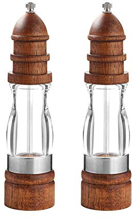 Juego de molinillo de sal y pimienta Sweet 10, salero y pimentero de madera con ventana acrílica visible, núcleo de molienda de cerámica, paquete de