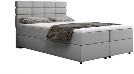 Reve Boxspringbett 140 x 200 cm Doppelbett mit hochwertiger Bonell-Matratze und Topper, Polsterbett mit Bettkasten, Schlafzimmer, Bequem, Modern, Stilvoll