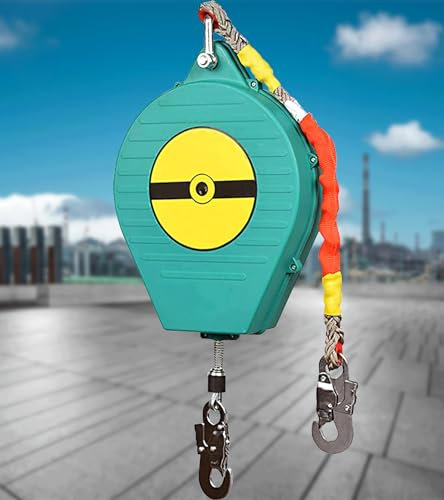 Dispositivo Anticaduta Retrattile, Anticaduta a Richiamo Automatico con Gancio Autobloccante, Cavo di Sicurezza Anticaduta per Tetto e Lavoro Aereo, Attrezzature Protezione Personale - Carico: 150kg(S