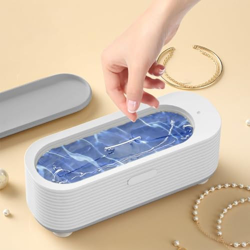 squarex Jewelry Cleaner, Ultrasonics Cleaning Machine, Portable Household Jewelry Cleaner with 300ml Tank for Jewelry Necklaces Rings Glasses Watch Denture Makeup Brush #A