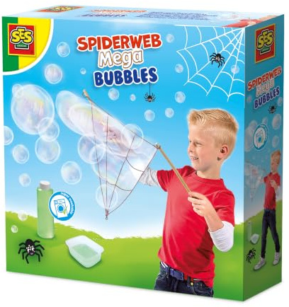SES Creative Seifenblasen Set | Mega Bubbles Spiderweb | Outdoor Spiele | Leicht auswaschbar aus Kleidung | Made in Holland | für Kinder ab 5 Jahren | Mit Seifenblasenflüssigkeit 200ml | 02322