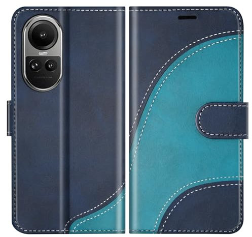 BoxTii Cover per Oppo Reno 10 5G/PRO, Custodia in PU Pelle Portafoglio, Magnetica Cover a Libro con Slot per Schede, Blu