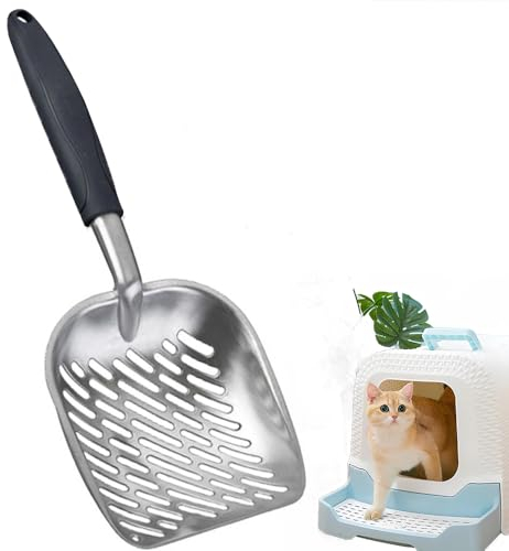 Roysmart Katzenschaufel, Antihaft-katzenstreuschaufel Robustem Aluminium Langlebige Metall Katzenklo Schaufel für Haustier Katzen Kätzchen - Schwarz
