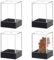 FINGERINSPIRE 4 Pcs Small Rectangle Plastic Collectibles Case 40x40x69mm Black Base Clear Lid Storage Box Mini Dustproof Protection Display Box for Action Figures Miniature Doll Models Crystals