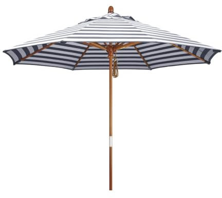 Sonnenschirm 210/270cm, Gartenschirm Holz, Terrassenschirm mit 8 Rippen, Strandschirm Höhenverstellbar, UV-Schutz Balkonschirm, Marktschirm Tischschirm mit Belüftung (Color : Blue+white, Size : 7ft/