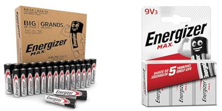 Energizer Max AA+AAA Batteries, Alkaline, (28 Pack) Combo Pack & 9V Batteries, Max Alkaline Power, 3 Pack