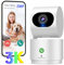 SYMYNELEC 3K 5MP Cámara Vigilancia WiFi Interior 2,4GHz, Cámara Vigilancia Bebe/Perro, Cámara de Seguridad 360° con Detección de Movimiento, Visión Nocturna, Audio Bidireccional, Compatible con Alexa