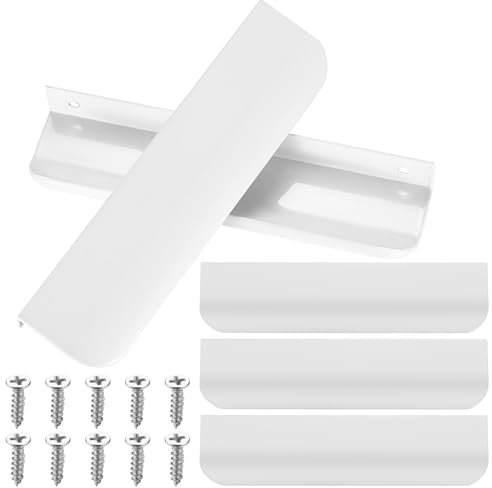 5 Pcs White Cabinet Handles, 6 Inch Kitchen Cabinet Door Handles Hardware, Aluminum White Kitchen Cupboard Door Handles, Door Pull Handles Drawer Pulls for Bedroom Drawer Cupboard Pulls Handles