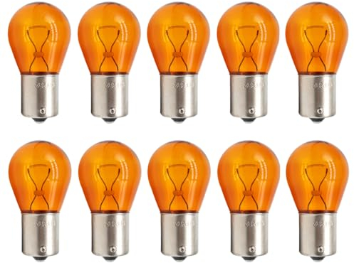 ShuoHui 10x 12V 21W BA15s Indicator Ball Lamp Orange Blinkerbirne Blinkerbirnen Glühbirne orange Gelb Halogen 1156 P21W (Gelb)