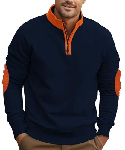 Felpa Uomo Mezza Zip Senza Cappuccio Felpa in Pile Maniche Lunghe in Morbido Cotone Elegante con Collo Alto Hoodies Sweatshirt Pullover Tops Maglioni Pullover Tops per Autunno Inverno 2024
