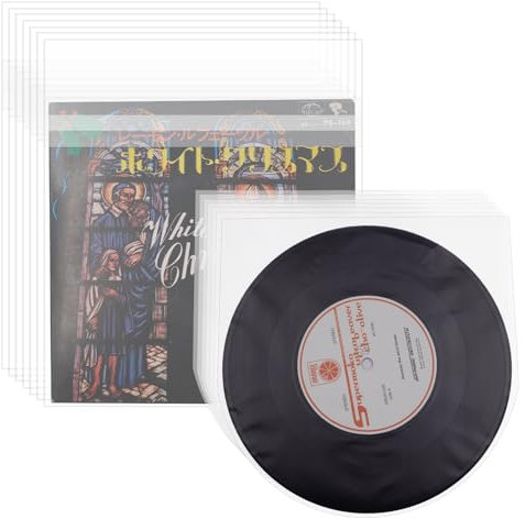 7 Inches Vinyl Record Sleeves Combos 50 Pcs Vinyl Record Outer Sticky Sleeves and 50 Pcs Vinyl Record Inner Sleeves Anti-Static Plastic Protective Sleeves for Vinyl Records
