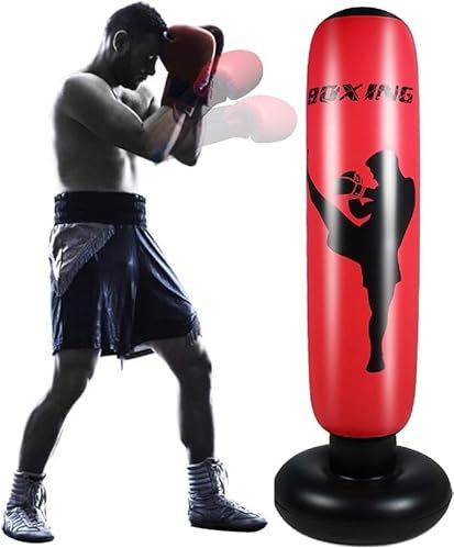 Buithafu 67 Boxsack Stehend Erwachsene&Kinder, 170cm Aufblasen Schweren Boxsack, Punching Bag für Muay Thai, Taekwondo,MMA,Box Training,Sandbag Fitness (Ohne Handschuhe)