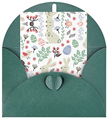 Blanko-Karten und Umschläge, Motiv: Blumen, Hasen, Vögel, umweltfreundliche Karten, Umschläge und Schachtel, innen blanko, 5 Stück