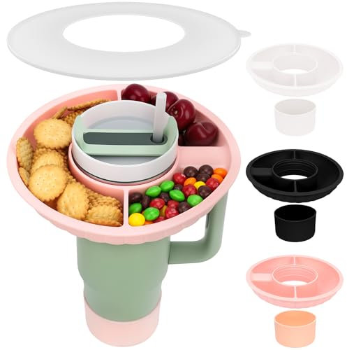 Yifield Snack Bowl with Lid and Silicone Sleeve, Compatible as Snack Plate for Stanley Cup 30 oz/887 ml, Only for 30 oz Tumbler. Snack Tray Accessories for Stanley Cup 30 oz, without Cup