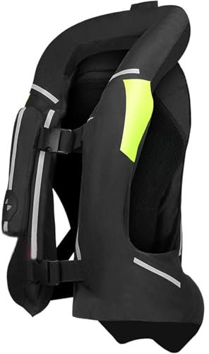 TRBSTUY Motorrad Airbag Weste für Erwachsene, Professionelle verstellbare Motocross Schutz Reflektierende Jacke Reitsport Motorrad Reitausrüstung,Schwarz,L