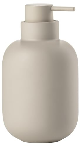 Zone Denmark Sensu Soap Dispenser for Liquid Soap, Pump Dispenser for Bathroom, Stoneware/Ceramic, Scandinavian Design, 300 ml, Height 13 cm, Sand