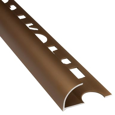 Alu Viertelkreis Profil Fliesenschiene eloxiert gold 2,7m 12mm matt | Für weiche Kantenübergänge und geschützte Fliesenaußenecken, für 12mm Fliesenhöhe, 2,7m, Aluminium, eloxiert, gold