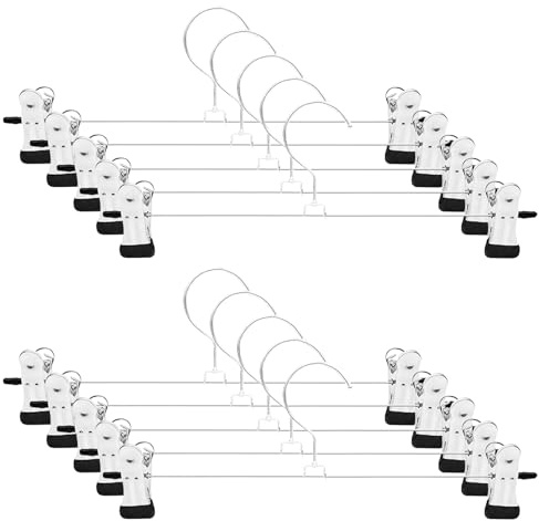 Binnan 10pcs Cintre Pinces 30cm, Cintres pour Pantalons, Cintre en Métal avec Pinces, Cintres Porte-Pantalons Métal, Cintre Pince pour Pantalons, Jupes, Vêtements