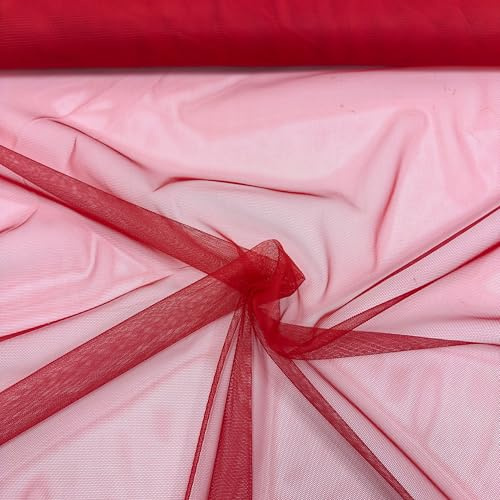 MAGAM-Stoffe Jasmin weicher Tüllstoff für Bekleidung Deko Soft Tüll Meterware (13. Rot)