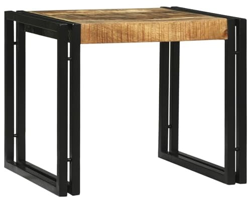 vidaXL Couchtisch Set Solid Rough Mango Wood Natural Rustic Square Für Wohnzimmer und Lounge Kompakte Gestaltung Indoor Nutzung Holz Matte Oberfläche Beistellung