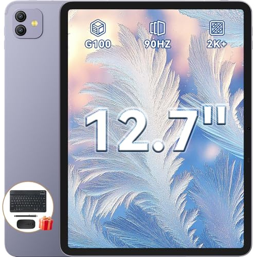 Blackview Link8 12.7 Inch Android 15 Tablet, Helio G100 Octa-Core, 2K+ 90Hz Display, (6+12) GB RAM 256GB ROM, 8400mAh, 16MP Camera, 2.4G/5G WiFi, GPS, Tablet with Keyboard, Stylus & Mouse