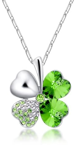 OIXEYA Kette Damen Halskette mit Kleeblatt Vierblättriges Glücksbringer Anhänger aus Halskette St. Patricks, Weihnachts und Valentinstagsgeschenke für Damen und Mädchen