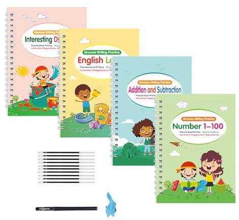Générique Cahier D'Écriture En Relief Pour,Pratique d'Écriture à Rainures pour | Cahiers d'Exercices pour Apprendre à Écrire Lettres avec Guidage Calligraphie 1 Set 3-8 Ans