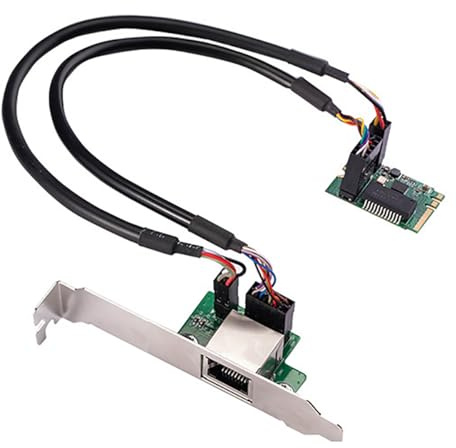 AoQhir M.2 (Key A+E) auf RJ45 Gigabit Ethernet Adapter 1000Mbps Wired Network Card, PCIe NGFF 2230 LAN Controller mit Wake-on-LAN, kompatibel mit Windows/Linux/Mac OS