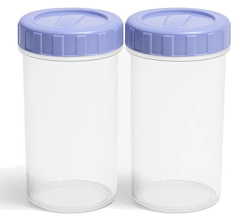 TSA LIMITED Plastic Beakers with Lids 400ml 2 Pack - Airtight Food Storage Containers with Twist Lock Lid - Microwave Dishwasher Freezer Safe BPA Free Plastic Cup for Drinks and Food Store