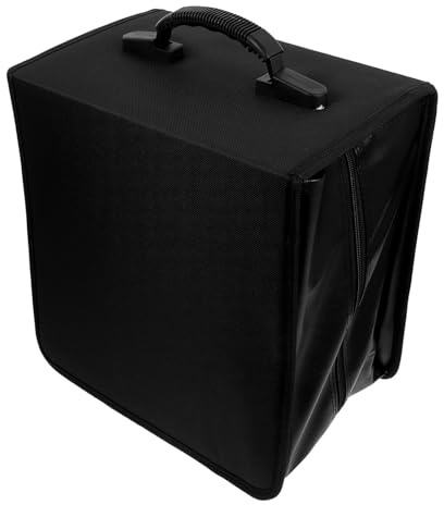 Hohopeti Custodia Cd PU Pelle Dischi con Maniglia Organizer Grande per Dvd e Cd Borsa Rigida per Viaggi Casa Ufficio Custodia Portatile Nero