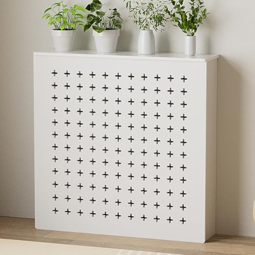 SXKLYRF Étagère Moderne Cache Radiateur, Meuble Cache Radiateur, Coffrage Couvre Tuyau Blanc pour Salon et Salle de Bain(90x80x15cm/35x31x6in)