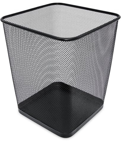 Spetebo Metall Papierkorb eckig schwarz 30 x 25 cm - 16 Liter | Recycling Behälter Set für Plastik Glas Papier - Abfalleimer Müllsammler Müll Ordnungs System