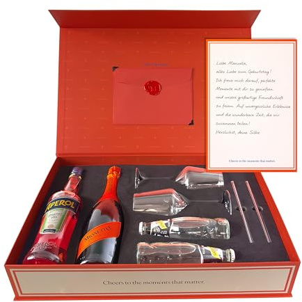 Spritz Geschenkbox mit Aperol – Hochwertiges Cocktail Set mit Gläsern & Zubehör – Stilvolle Geschenkidee für Frauen & Männer – Geburtstag, Muttertag & Sommer