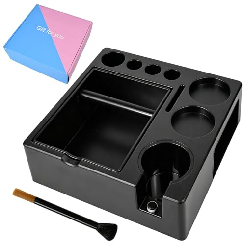Espresso Tamperstation 51-54-58mm Tamperstation mit Abklopfbeh?lter 8-in-1 | Coffee Tamping Station Schwarz Tamper Station Espresso Stopfstation Barista Stationen mit Reinigungsbürste