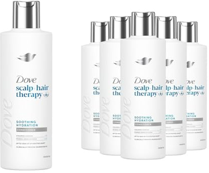 Dove Scalp + Hair Therapy Soothing Hydration Conditioner 250ml, 6 Pack - Weightless Moisture with Hyaluron-Complex and Pharma-Grade Glycerin, Softens and Hydrates Dry Scalp and Hair from Root to Tip