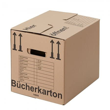 BB-Verpackungen 100x Bücherkartons Aktenkarton COMPACT 410 x 328 x 348 mm (100 Stück) 2-wellig | doppelter Boden, recycelte Pappe und dreifach Griffverstärkung