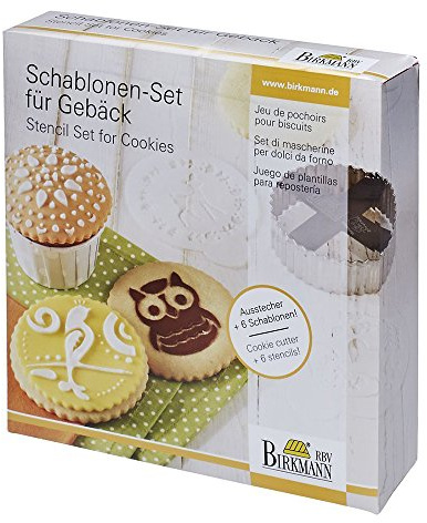 RBV Birkmann, 146037, Schablonen-Set für Gebäck mit Ganzjahresmotiven, 7-teilig, 6 Schablonen