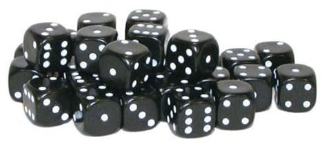 Dice - 30 Black D6 10mm by Warlord Games