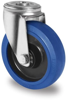 Lenkrolle mit Rückenloch 160 mm Elastik Blue Wheels