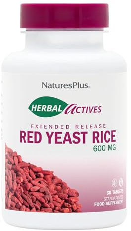 NaturesPlus Herbal Actives Red Yeast Rice Tablets - 600 mg Extended Release, One a Day Herbal Supplement - Vegan, Gluten Free - 60 Tablets