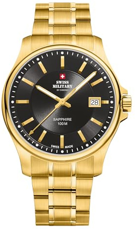 Swiss Military by Chrono Herren Uhr Armbanduhr Quarzwerk mit Edelstahl Metallarmband oder Lederband Analoge Herrenuhr SM30200