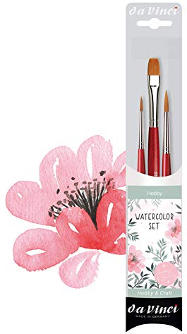 da Vinci Watercolor Serie 5389 CosmoTop Spin Lettering & Flower Brush Set, Synthetik, 3 Pinsel (Serie 5580, 5880)