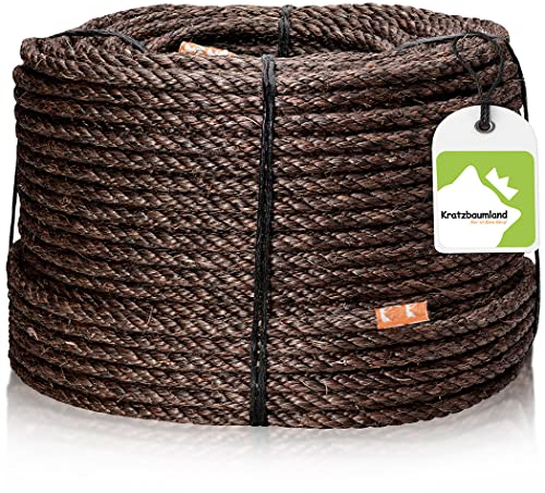 Kratzbaumland Premium-Sisalseil braun 12 mm, braunes Sisalseil für Kratzbäume (versch. Längen) (100 Meter)