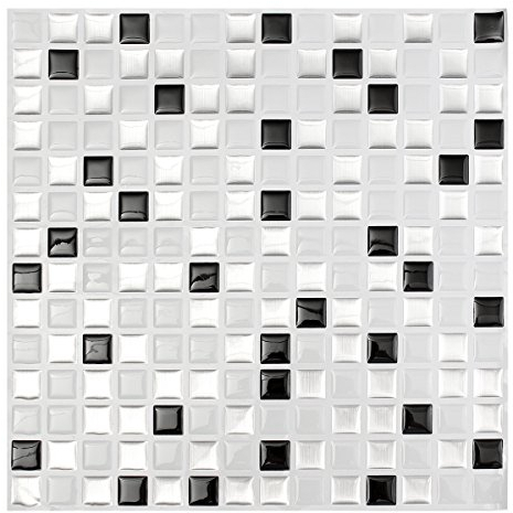 MASUNN Wandaufkleber aus Mosaiksteinen, modernes Design, Schwarz/Weiß