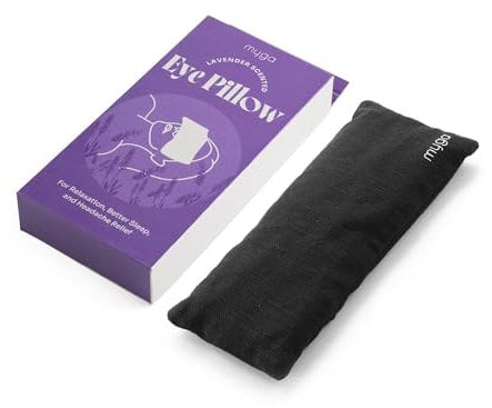Myga Entspannungs-Augenkissen mit Lavendelduft – Savasana Yoga-Augenkissen für Aromatherapie, Stressabbau, Entspannung, müde Augen und Kopfschmerzen – 22,5 x 10 cm (Schwarz, 22 x 11 cm)