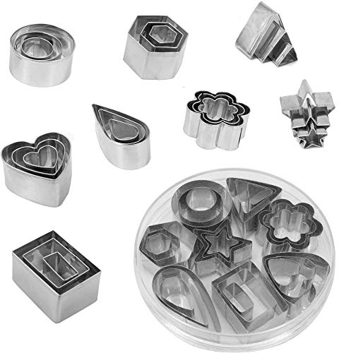 ZNewYear Ausstechformen-Set, 24 Stück Mini-Ausstechformen, Edelstahl, Fondant, DIY, Backen, Gebäck-Ausstecher